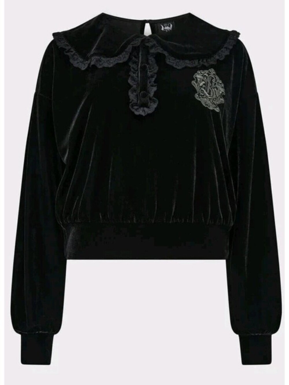 Killstar Darkmoor Academy Sweatshirt Black Velvet Women's Sz Small NEW